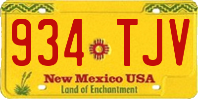 NM license plate 934TJV