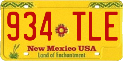 NM license plate 934TLE