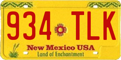 NM license plate 934TLK