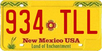 NM license plate 934TLL