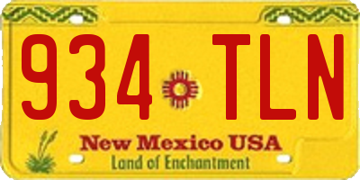 NM license plate 934TLN