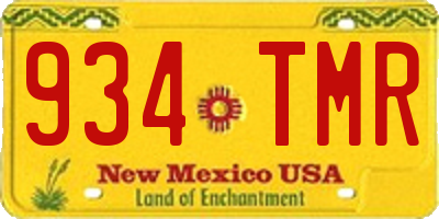 NM license plate 934TMR
