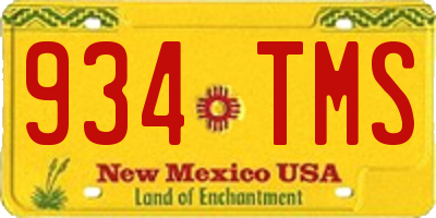 NM license plate 934TMS