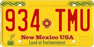 NM license plate 934TMU