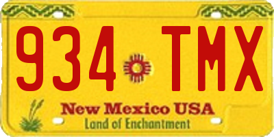 NM license plate 934TMX