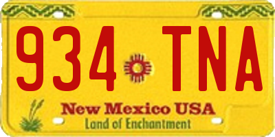 NM license plate 934TNA