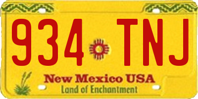 NM license plate 934TNJ