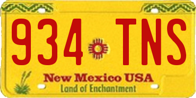 NM license plate 934TNS