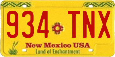 NM license plate 934TNX
