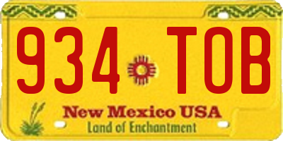 NM license plate 934TOB