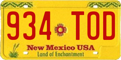 NM license plate 934TOD