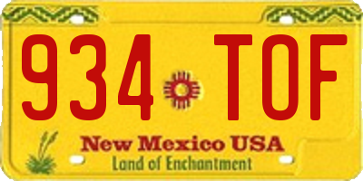 NM license plate 934TOF