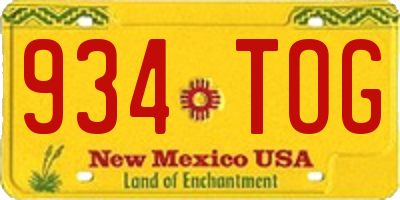 NM license plate 934TOG