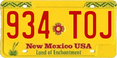 NM license plate 934TOJ