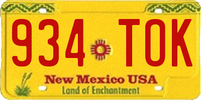 NM license plate 934TOK