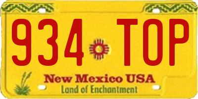 NM license plate 934TOP