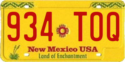 NM license plate 934TOQ
