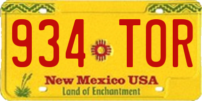 NM license plate 934TOR