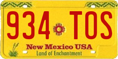 NM license plate 934TOS