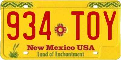 NM license plate 934TOY