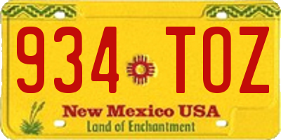 NM license plate 934TOZ