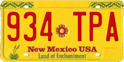 NM license plate 934TPA
