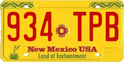 NM license plate 934TPB
