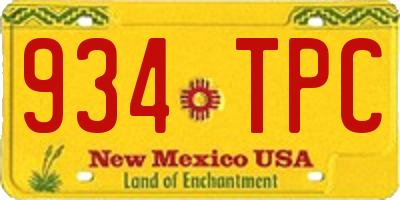 NM license plate 934TPC