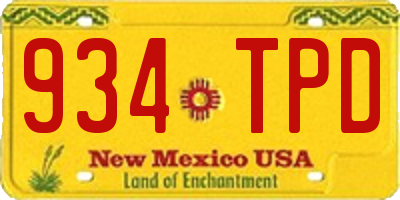 NM license plate 934TPD