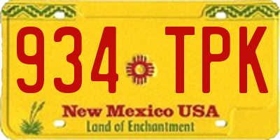 NM license plate 934TPK