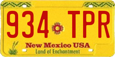 NM license plate 934TPR