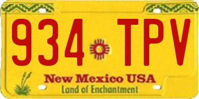 NM license plate 934TPV