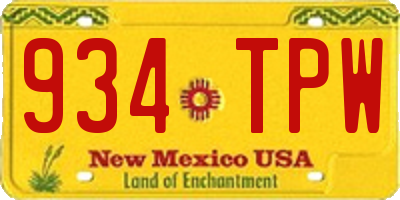 NM license plate 934TPW