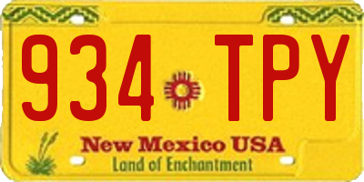 NM license plate 934TPY