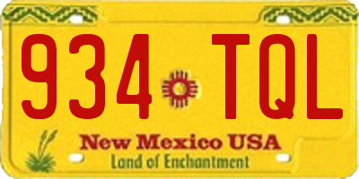 NM license plate 934TQL
