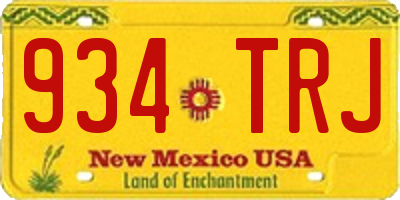 NM license plate 934TRJ