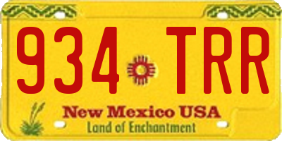 NM license plate 934TRR