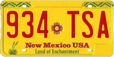 NM license plate 934TSA