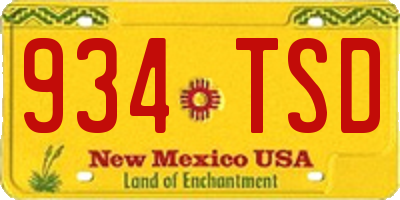 NM license plate 934TSD