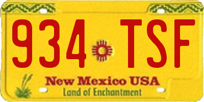 NM license plate 934TSF