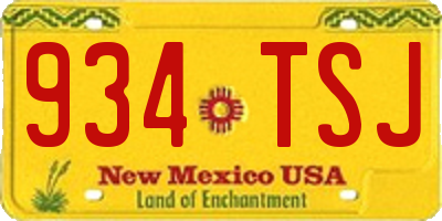 NM license plate 934TSJ
