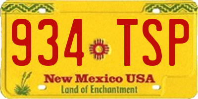 NM license plate 934TSP
