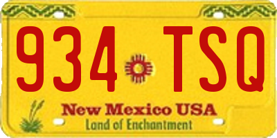 NM license plate 934TSQ