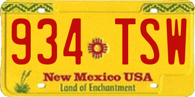 NM license plate 934TSW