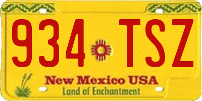 NM license plate 934TSZ