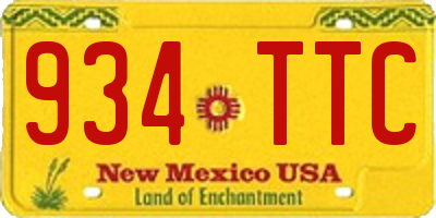 NM license plate 934TTC