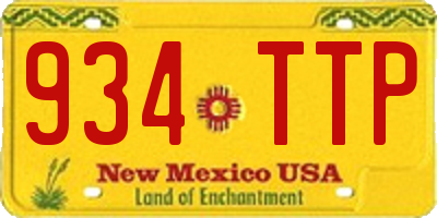 NM license plate 934TTP