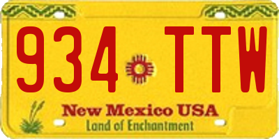 NM license plate 934TTW