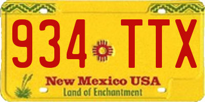 NM license plate 934TTX