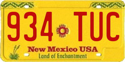 NM license plate 934TUC